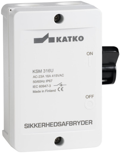 Sikkerhetsbryter 25A 3P + hjelpebryter grå/svart KSM325US Backuptype - El