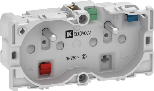 LK Fuga 2-polet stikkontakt m/pindjord, 2 modul - uden afdækning