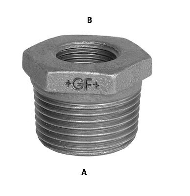 Galvanisert nippelmuffe 3/4" x 1/2"