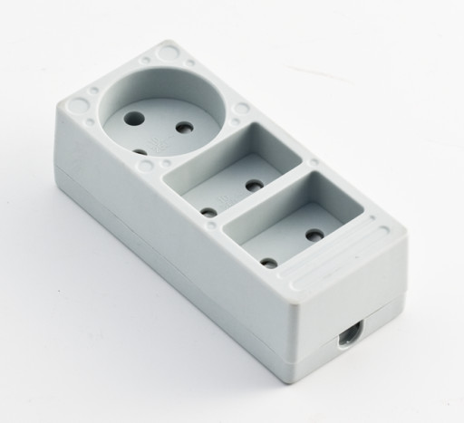 5 stk 3-Socket U/J 2 flat + 1 rund, grå