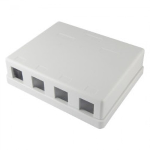 Monteringsboks for 4xKeystone-kontakt RJ45 jack, hvit