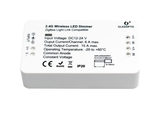 Zigbee Led dimmer 12/24V 2x6A 2,4Ghz