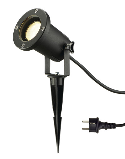 SLV NAUTILUZ SPIKE XL sort GU10 max. 11W inkl 15m kabel med stik