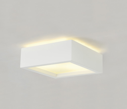 PLASTRA 104 loftlampe, E27, firkantet, max. 15W, hvid