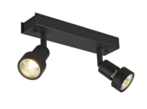 PURI loftlampe,2 spot, GU10, med dekoring, sort