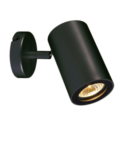 ENOLO B Væg- og loftlampe, single, sort, GU10, max. 50W