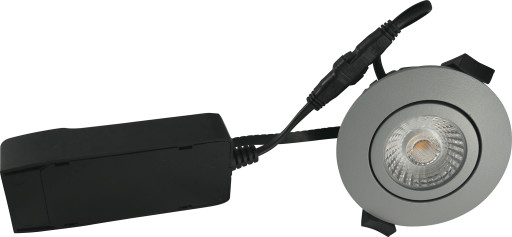 Downlight Low Profile ECO LED 6W 440 lumen, 3000K, rund, grå