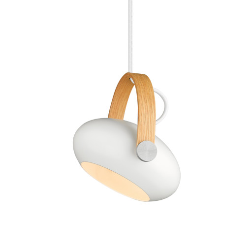 D.C, Pendel lampe, E27 by Halo Design (D: 18 cm. x H: 22 cm., Hvid/Eg)