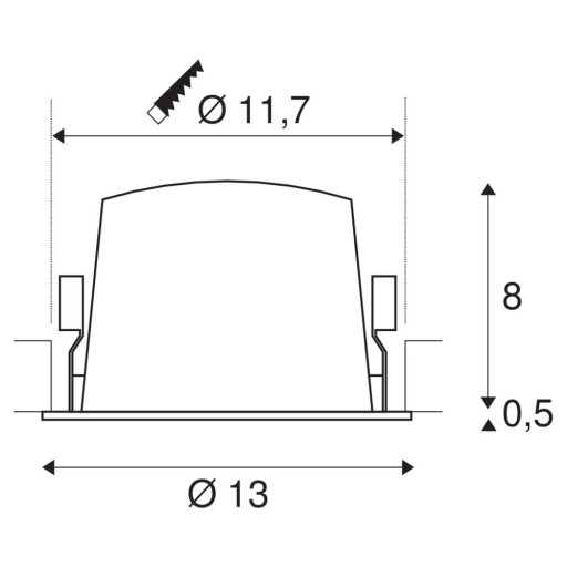 NUMINOS L, indbygningsspot, 25W, 3000K, 20°, hvid/sort