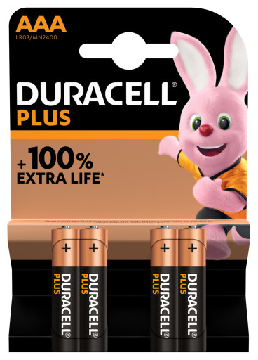 Duracell Plus AAA Alkaline Batterier - 4 stk.