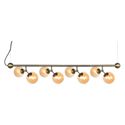 Atom, Pendel lampe, Langbordspendel, 8 x LED by Halo Design (D: 37 cm. x H: 79 cm., Rav/Antik messing)