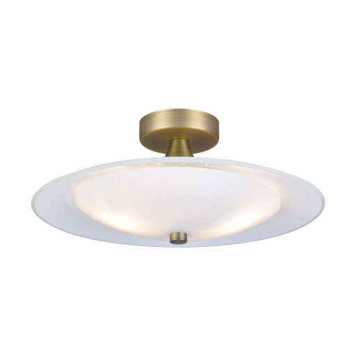 Baroni, Loftslampe, G9 by Halo Design (D: 35 cm. x H: 16 cm., Opal/Antik messing)
