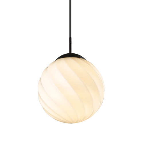 Twist, Pendel lampe, Glas by Halo Design (D: 25 cm. x H: 25 cm., Opal/sort)