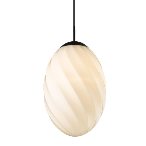Twist, Pendel lampe, Glas by Halo Design (D: 25 cm. x H: 37 cm., Opal/sort)