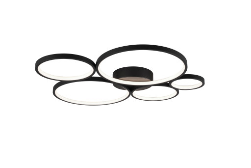 Trio Lighting Rondo taklampa, svart, 59 cm