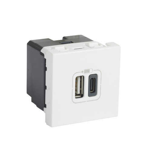 Mosaikk USB-lader Type A+C 3.0A 15W 2M hvit