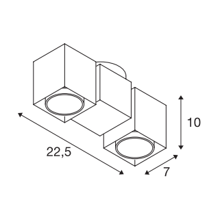 ALTRA DICE loftlampe, dobbelt ,QPAR51, alu-grå