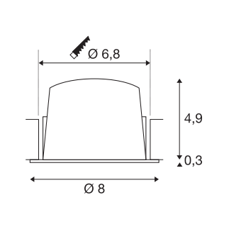 NUMINOS S, indbygningsspot, 8W, 2700K, 40°, hvid/sort