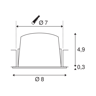 NUMINOS S, indbygningsspot, 8W, 3000K, 55°, sort/hvid