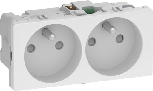 LK Fuga 2-polet stikkontakt m/pindjord, 2 modul - hvid