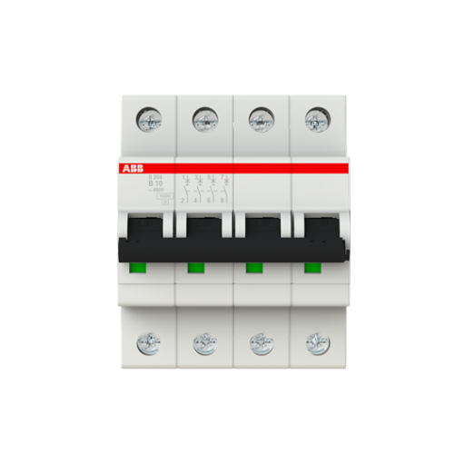 Effektbryter B 10A 4P, 6kA, S204-B10