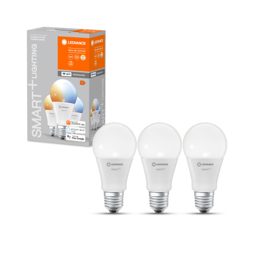 LEDvance Smart+ Standard, 9,5W Tunable White, WiFi, E27 - 3-pak