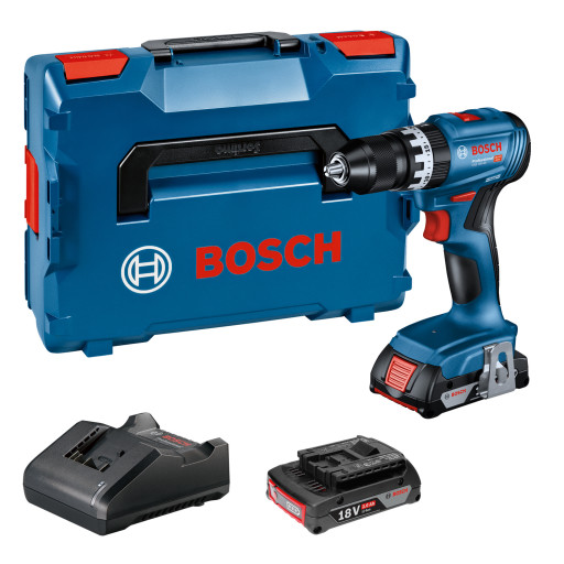 Bosch slagbormaskin GSB 18V-45, 2 x 18 V/2,0 Ah og L-Boxx Backuptype - Værktøj