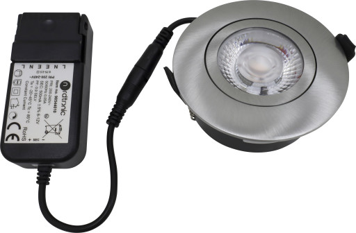 Nordtronic Low Profile Flexible Infällda spotlight, drivdon, Ø8,5 cm, borstad alu, 2700K