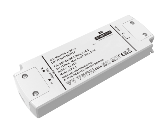 LED-driver SP50-12VFT, 50W 12VDC, dimbar