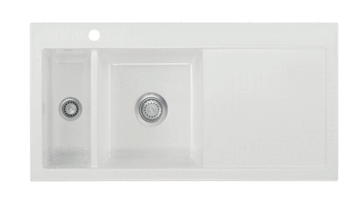 Lavabo Mera 100 kjøkkenvask, 100x51 cm, blank hvit