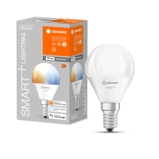 Ledvance Smart+ Wifi E14 klotlampa, justerbar vit, 4,9W, 1-pk