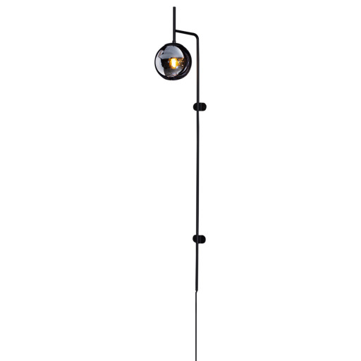 Boyle XL Vegglampe E27Ø18cm, røkt glass/sort Vegglampe