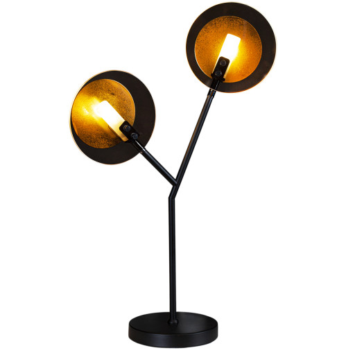 Turno Bordlampe 2xG9, sort med gullreflektor Bordlampe