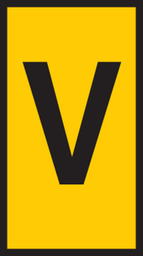 5 stk Ledningsmærke (V) gul WIC2 til 1,5-2,5 mm² ledning (200 stk)