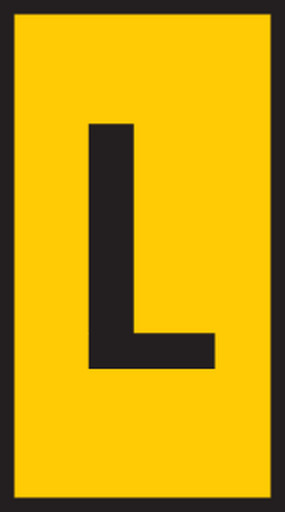 5 stk Ledningsmærke (L) gul WIC3 til 4,0-6,0 mm² ledning (100 stk)