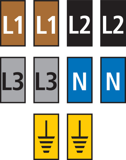 5 stk Trådmarkør (L1,L2,L3,N,JORD) gul WIC3 for 4,0-6,0 mm²100 stk.