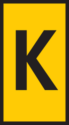 5 stk Ledningsmærke (K) gul WIC3 til 4,0-6,0 mm² ledning (100 stk)