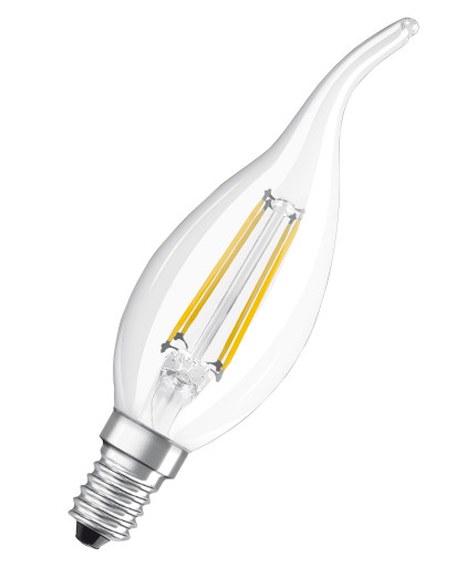 Ledvance LED Comfort stearinlys vindkastfil 470lm 3,4W/927 E14 dim LED filament
