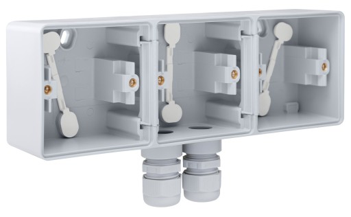 3 stk Base 3-modul, 2 x M20, IP55, grå Backuptype - El