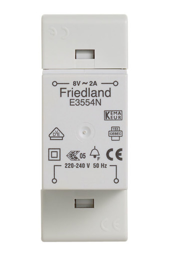 Ringtransformator 8V 2A E3554N for DIN-skinne/vegg Backuptype - El