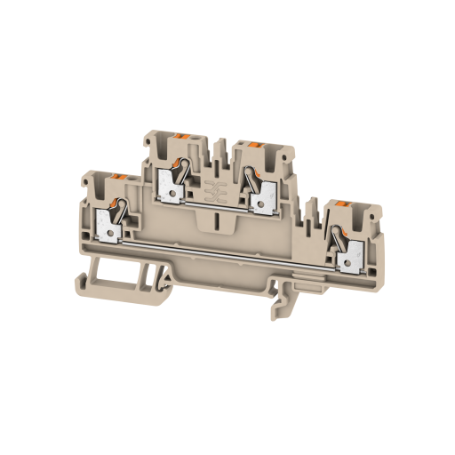 Gennemgangsklemme A2T 2,5 med 4 Push in terminaler på 2 niveauer