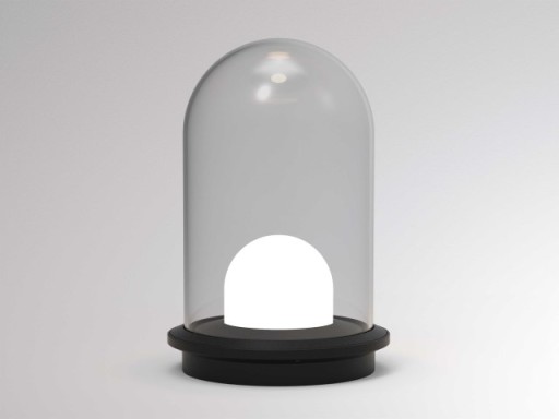 Pille Single LT Bordlampe røkt glass. 14W, skyv/dimbar dimbar Bordlampe