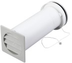 Duka friskluftventil komplett med veggventil m/lydisolering & trekksnor - Ø105 mm.