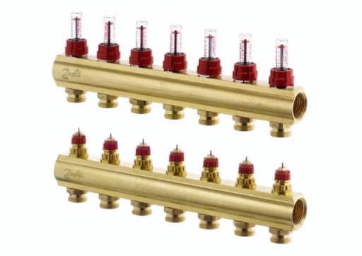 Kob Danfoss Gulvvarmemanifold 7 + 7 med flowmaler 402032107