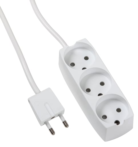 Stikdåse med 3 udtag u/jord m/ledning