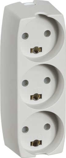 Stikdåse med 3 udtag m/jord u/ledning