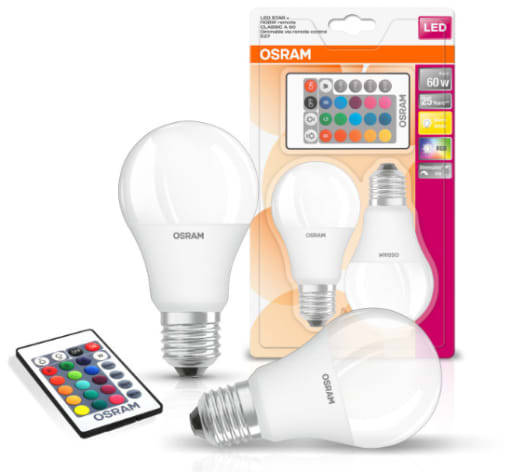 Osram 9W farveskiftende LED pære E27 - 2 stk.