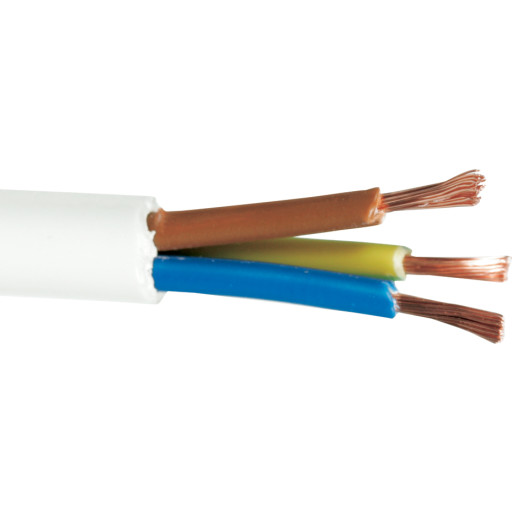 Rund plastledning PKAJ 3x1,0 mmÂ², Hvid