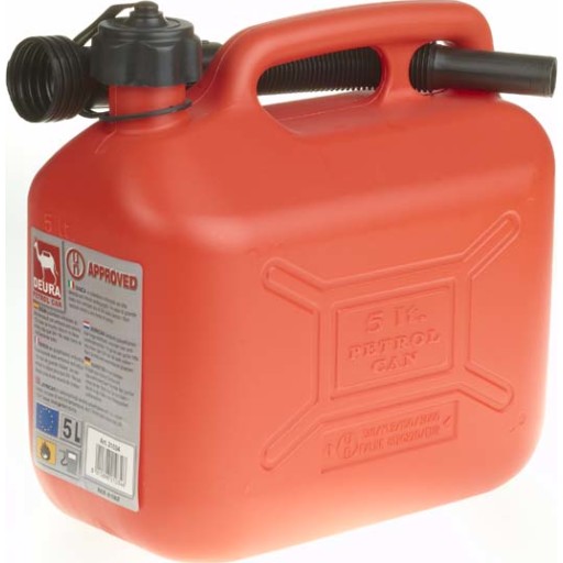 Benzindunk i plast, rød, 5Liter