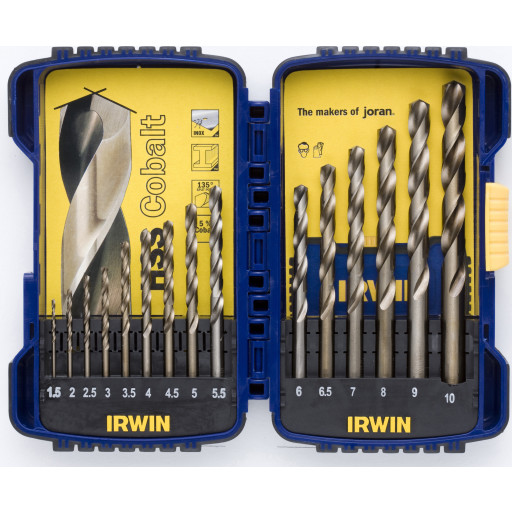 Irwin HSS Cobalt Borsett 1-10 mm - 15 deler - til rustfri stå Verktøy > Tilbehør til verktøy
